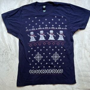 Vardagen Navy Snowman Ugly Christmas Sweater T-Shirt